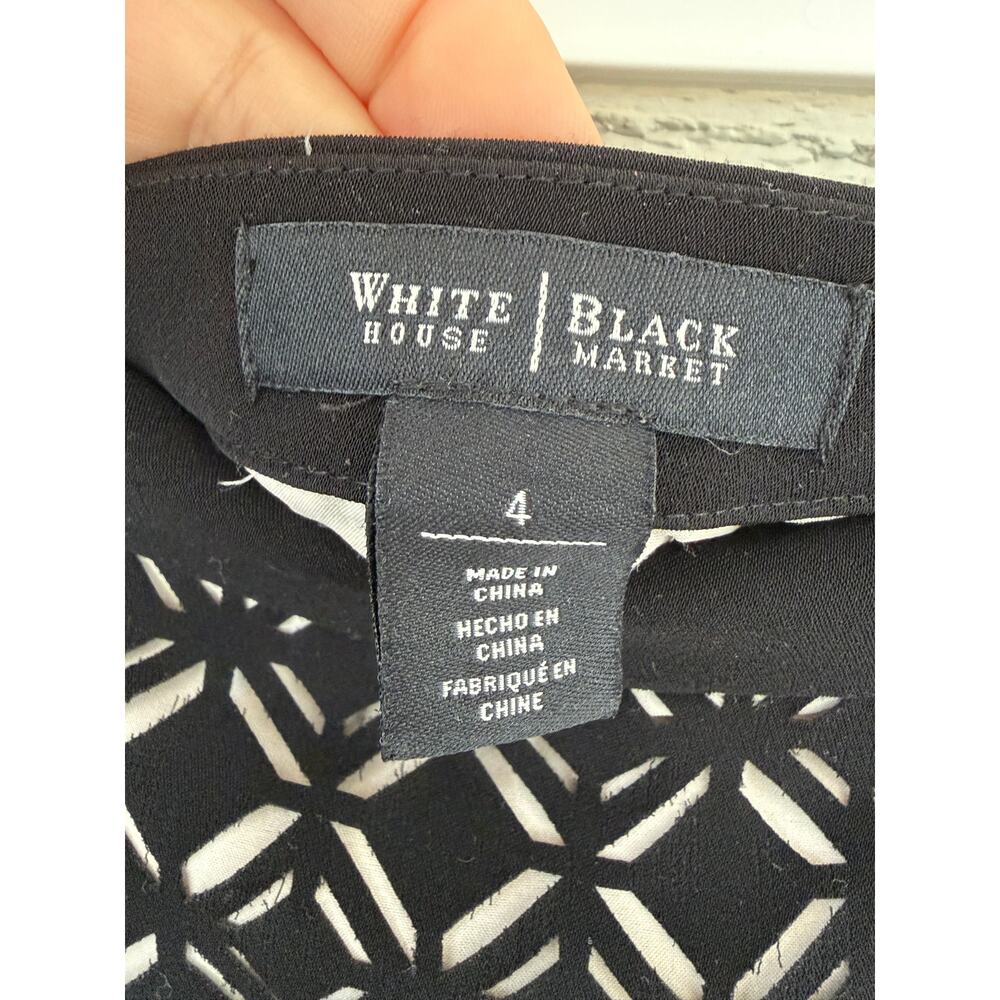White House Black Market Black Laser Cut Skirt Size 4 Geometric Pattern Chic - Picture 7 of 9
